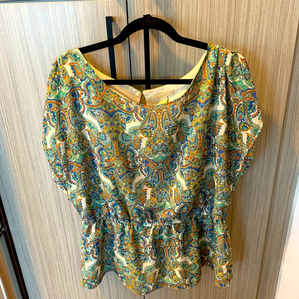 Banana Republic Paisley Waist Cinched Blouse
